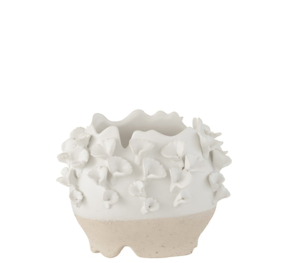 Bloempot Anemone Keramiek Wit/Beige J-Line