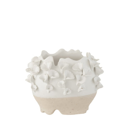 Bloempot Anemone Keramiek Wit/Beige J-Line