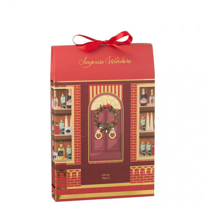 Geurkaars 12 Candles Surprise Window Was Koraalrood/Meerkleurig J-Line