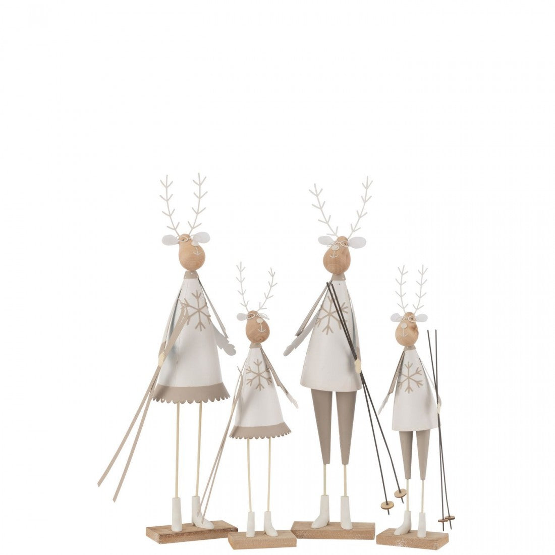 Rendier Deco Jongen/Meisje Metaal/Hout Wit/Beige Large H49cm Set van 2 J-Line