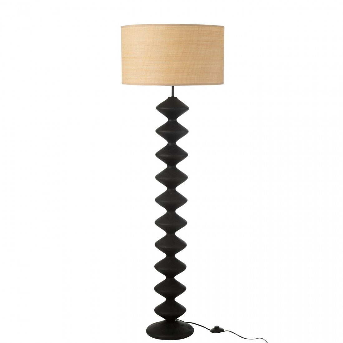 Vloerlamp Rups Populierenhout Zwart/Naturel H156cm J-Line