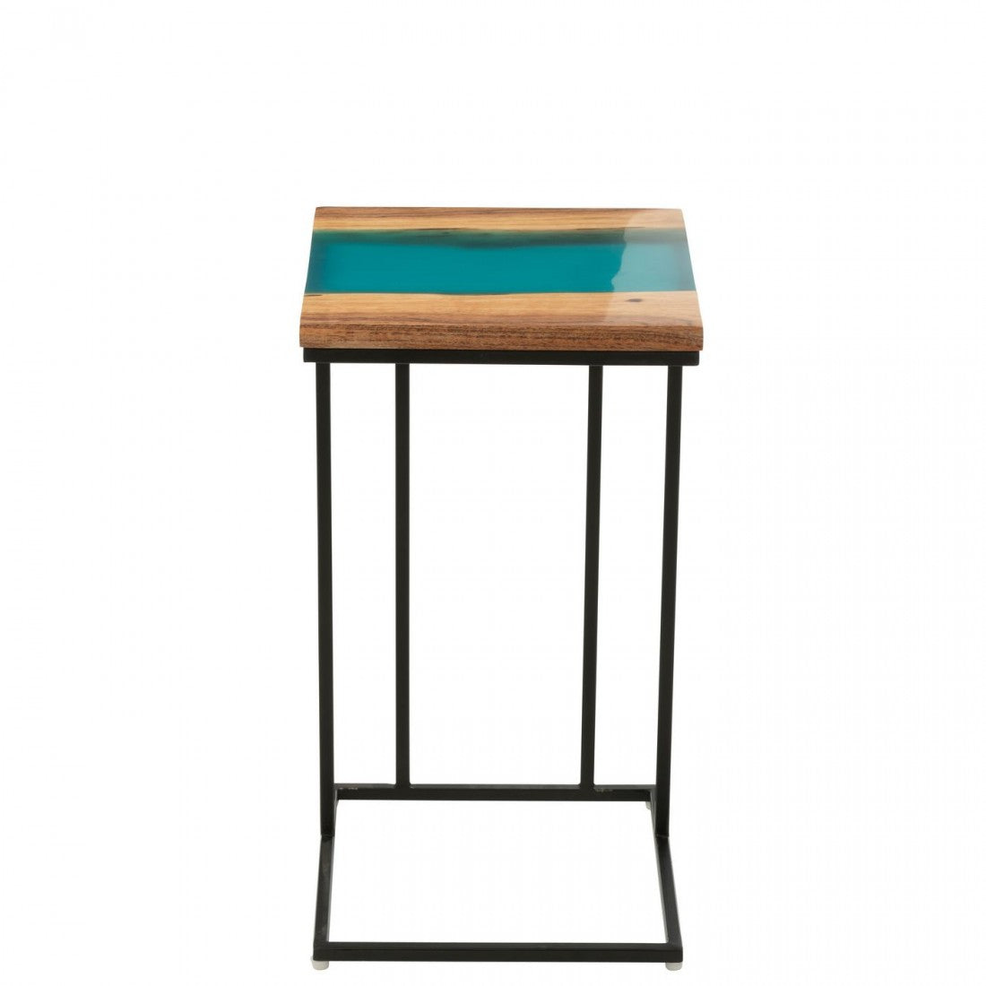 Bijzettafel Vierkant Acacia Hout/Epoxyhars Naturel/Blauw J-Line