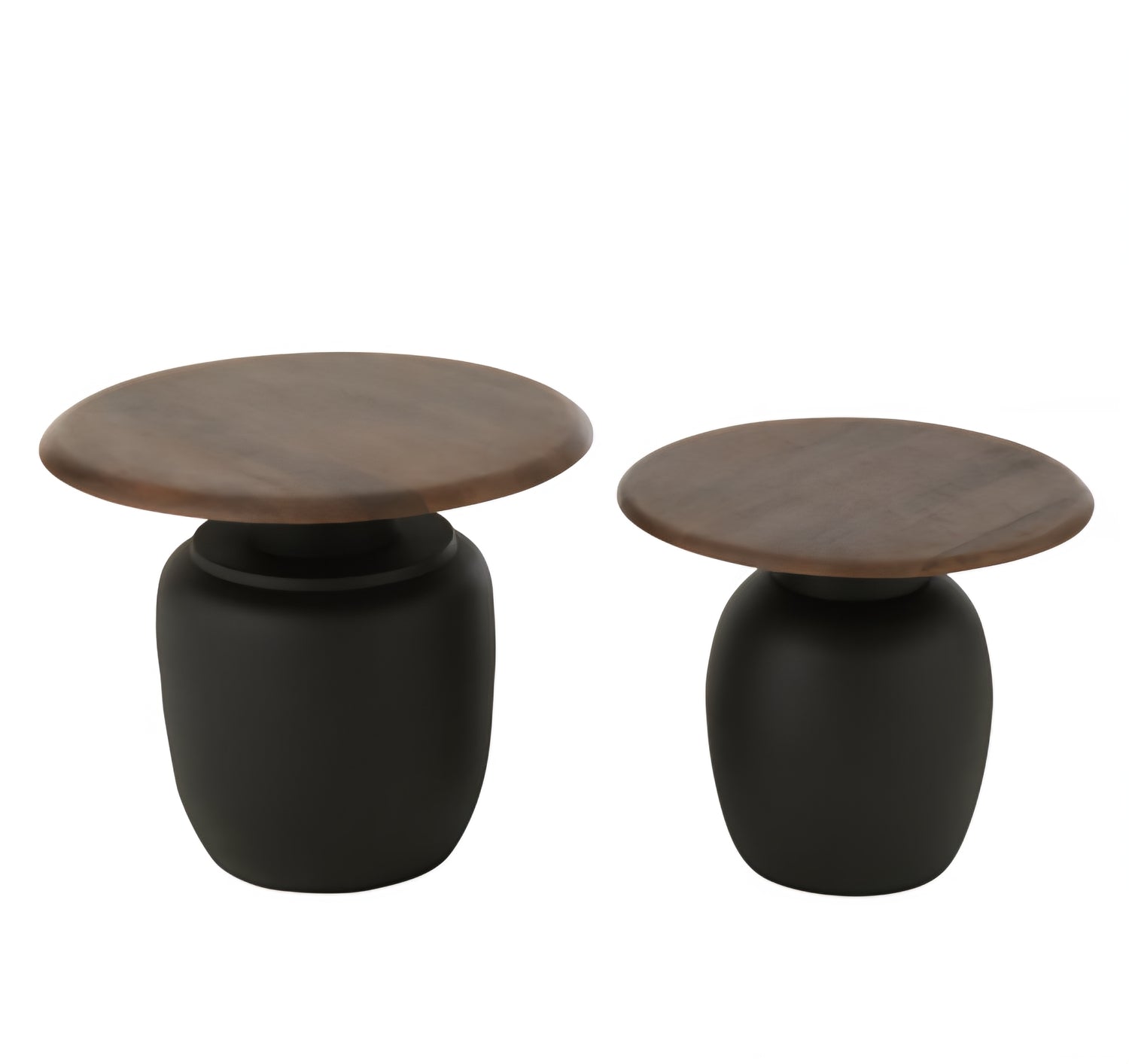 Bijzettafel Ovaal Ijzer Donkerbruin Set van 2 J-Line