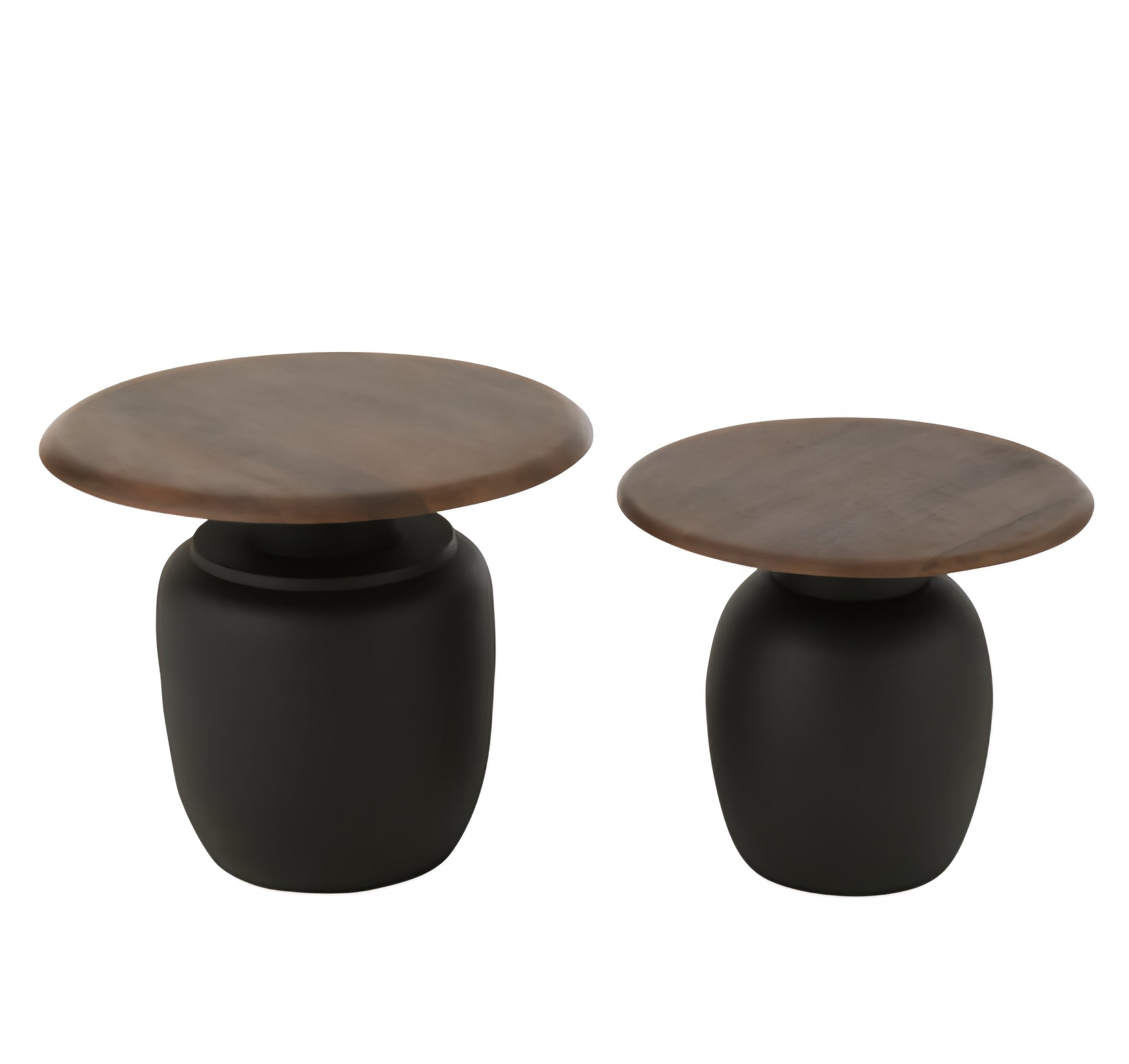 Bijzettafel Ovaal Ijzer Donkerbruin Set van 2 J-Line