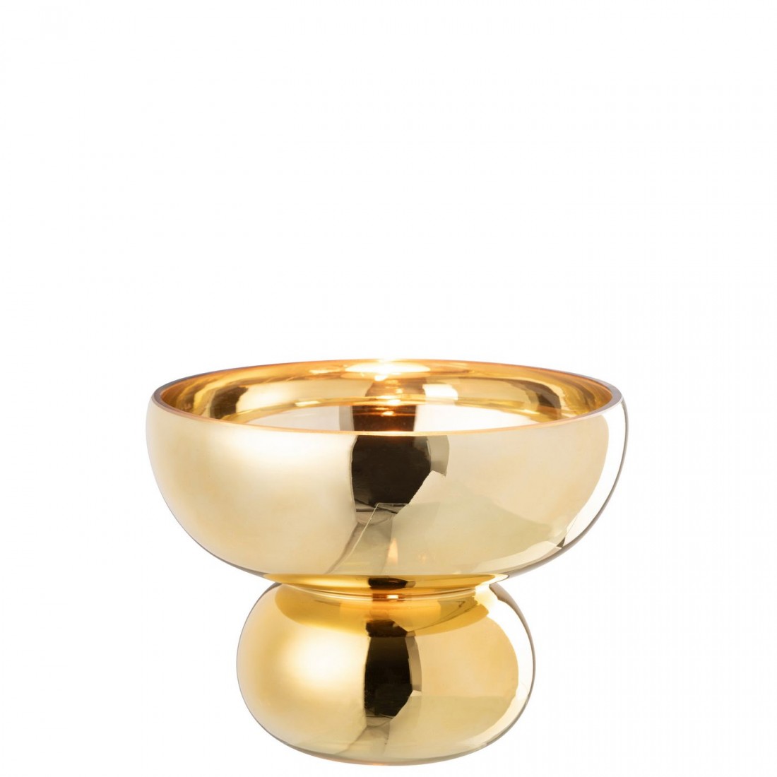 Windlicht Op Voet Afgerond Glas Goud J-Line