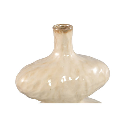 Chelsean Cream Ovaal Bulby Shaped Ceramic Vaas L 28x16x40cm PTMD
