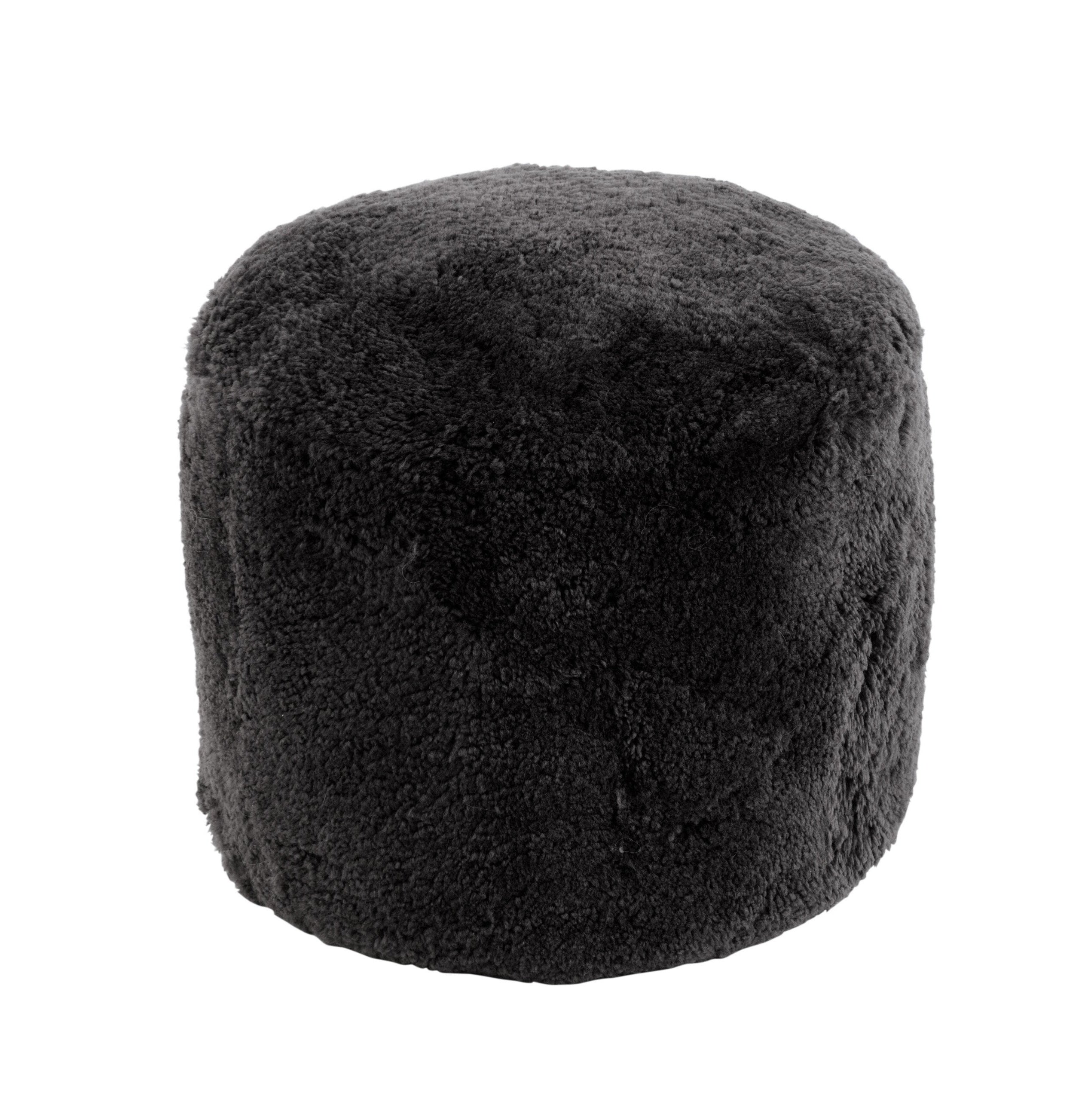 Poef Rond Schapenvel Donker Grijs J-Line