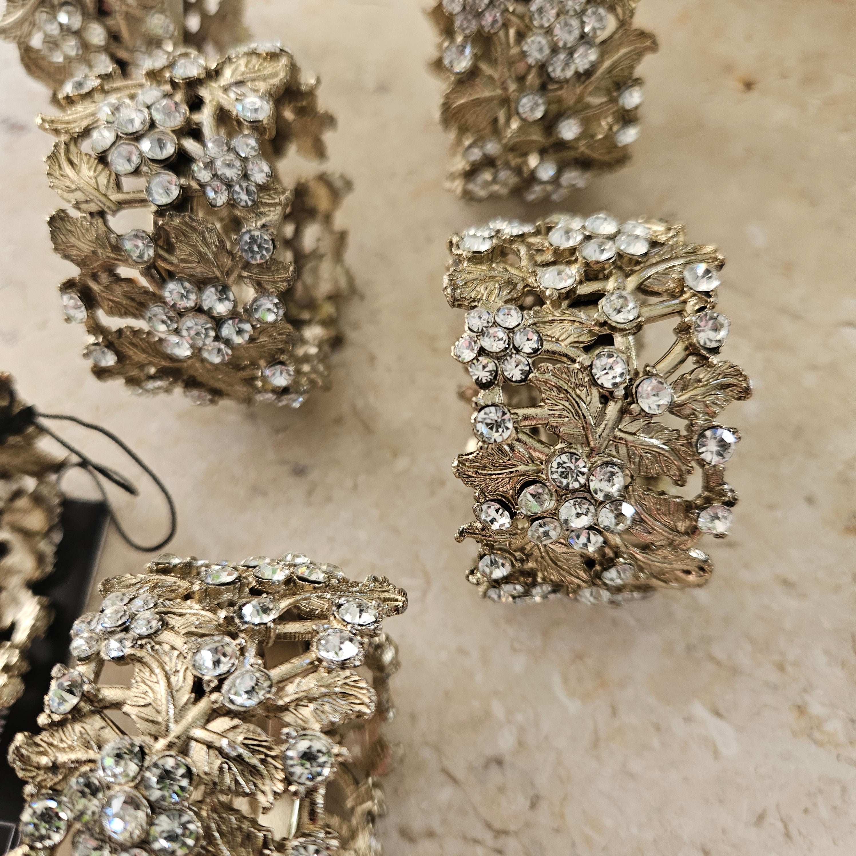 Doos 6 Servetring Breed Metaal Goud J-Line