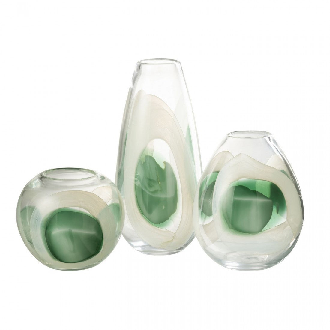 Vaas Livy Glas Groen/Wit/Transparant Large Ø17,5xH37cm J-Line