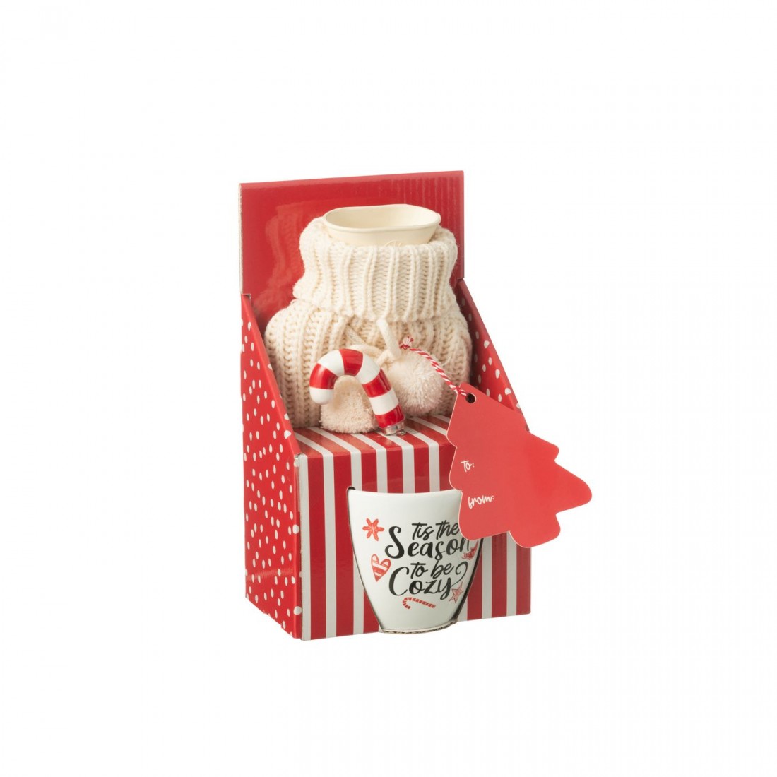 Beker + Lepel + Warmwaterkruik Giftbox Keramiek Rood J-Line