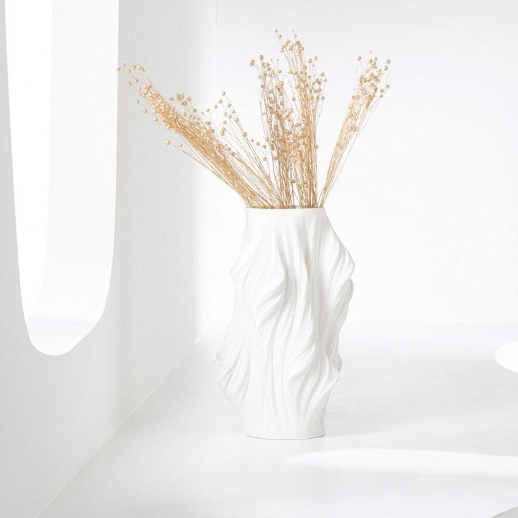 Vaas 3d Print Onregelmatig Porselein Wit Dia26cmxH40cm J-Line