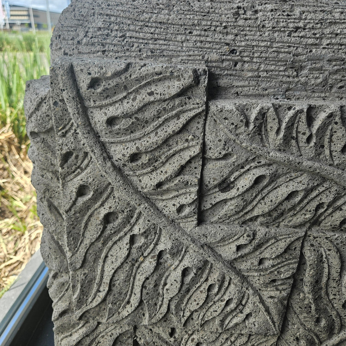 Bloempot Blayd Grijs Cement Palmblad Vierkant Groot PTMD