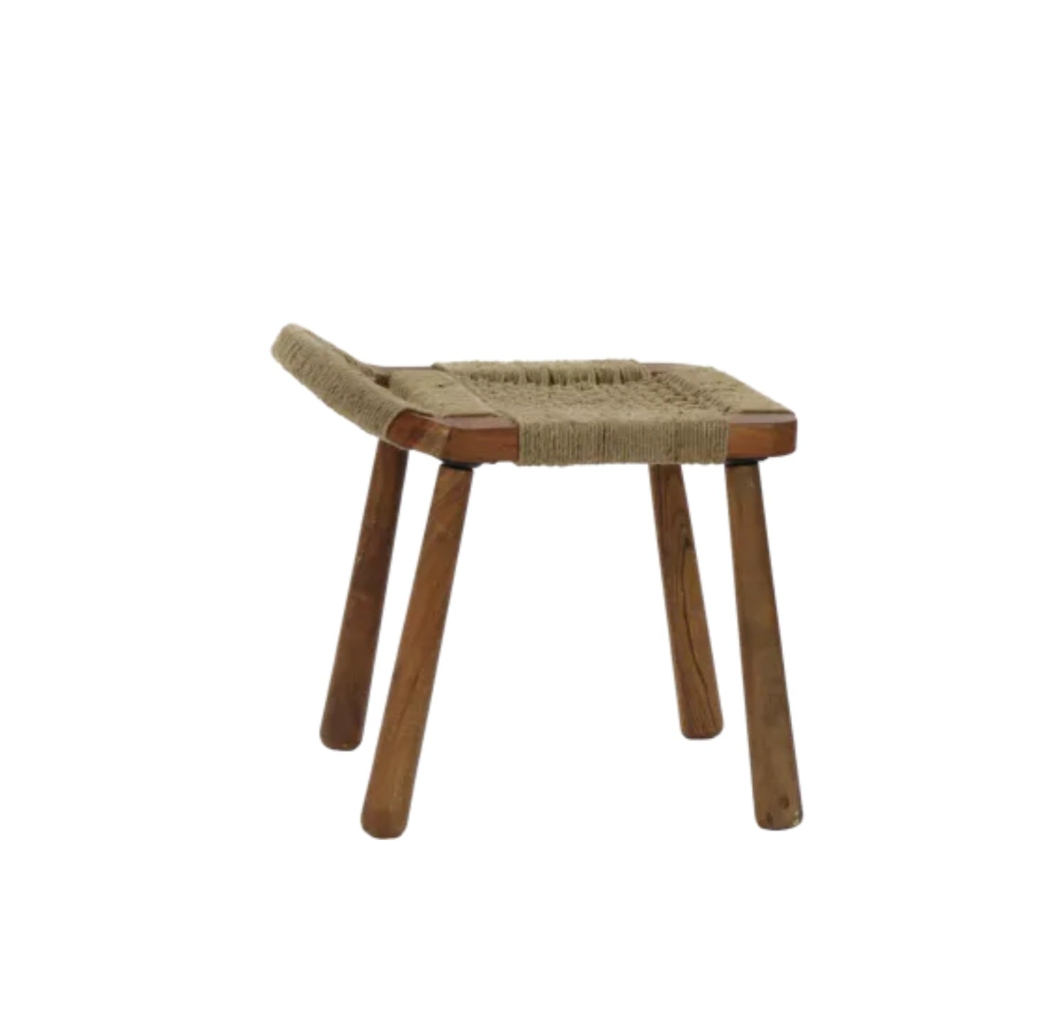 GINKGO - Kruk - acacia hout / jute - L 41 x w 50 x H 50 cm - Walnoot Pomax