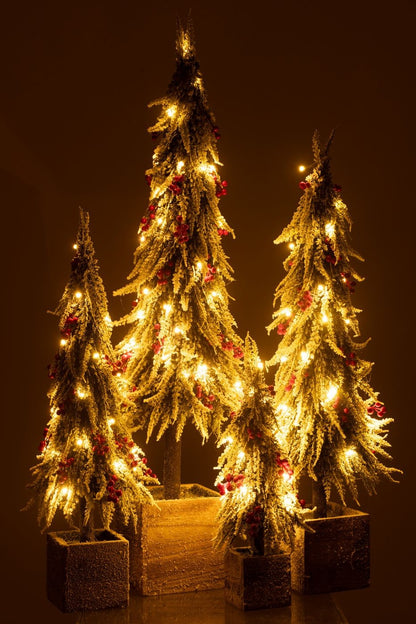 Kerstboom + Led Kunststof Sneeuw Groen/Rood Large H75cm J-Line