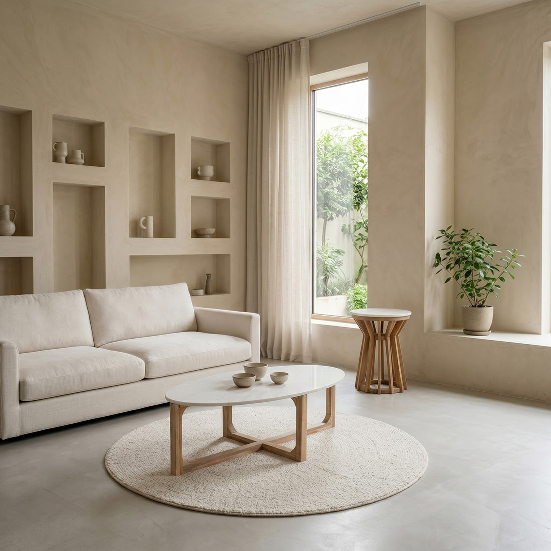 Salontafel Marmer Ovaal Wit Raw Materials
