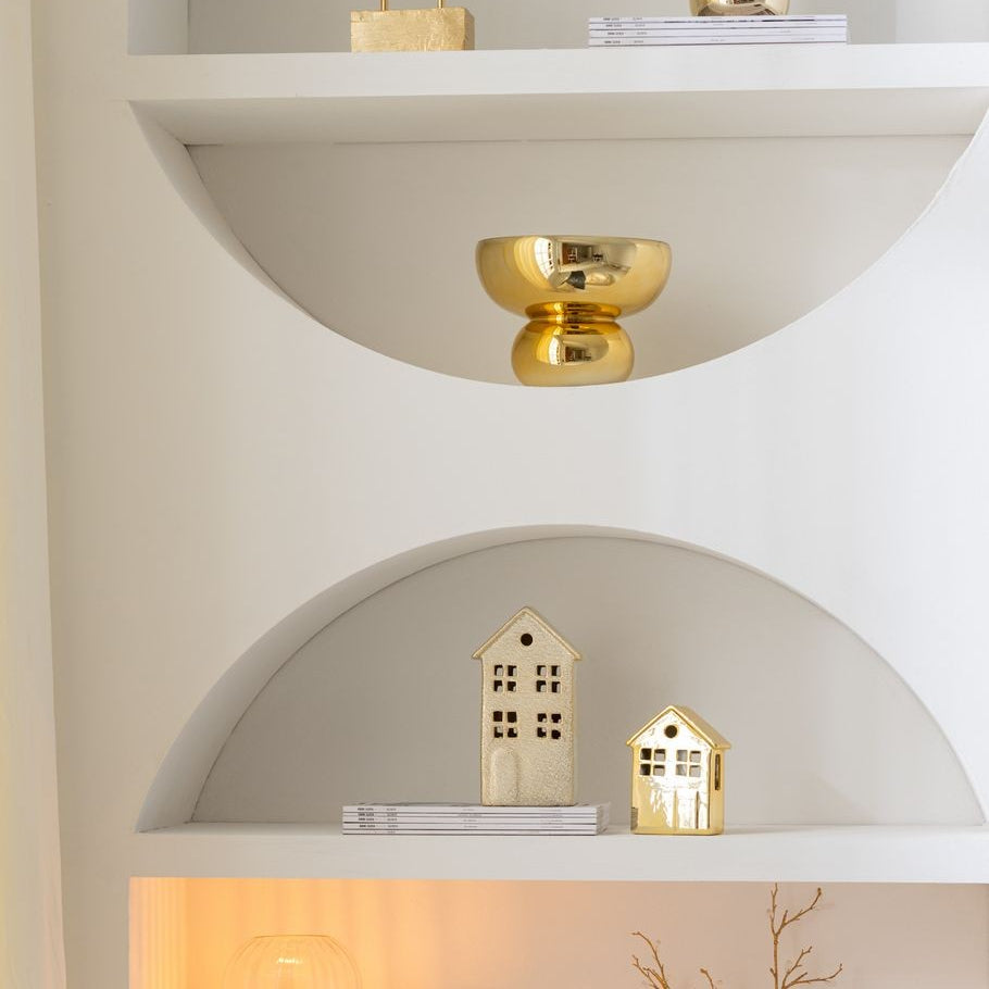 Windlicht Op Voet Afgerond Glas Goud J-Line