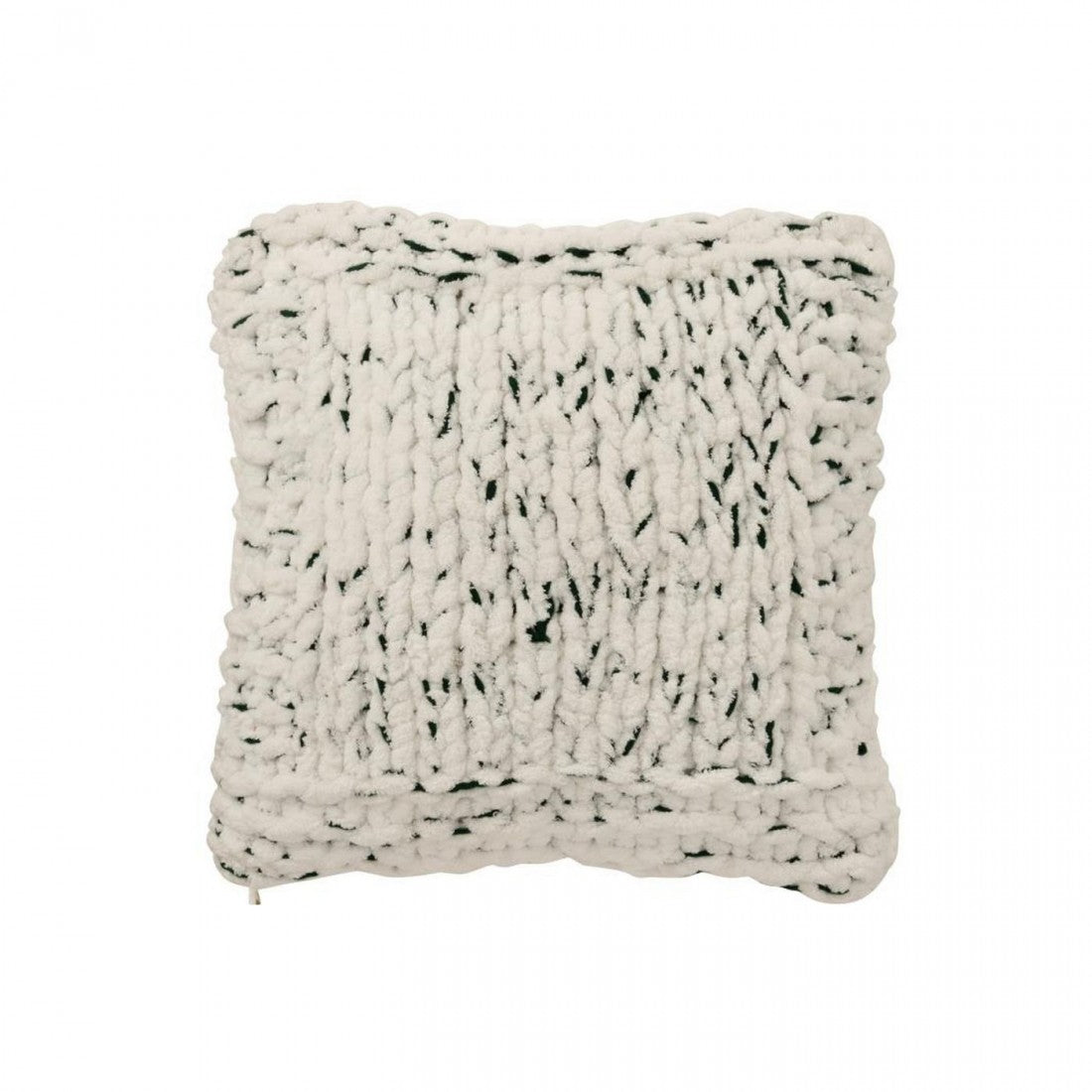 Kussen Gebreeën Polyester Wit/Donkergroen J-Line