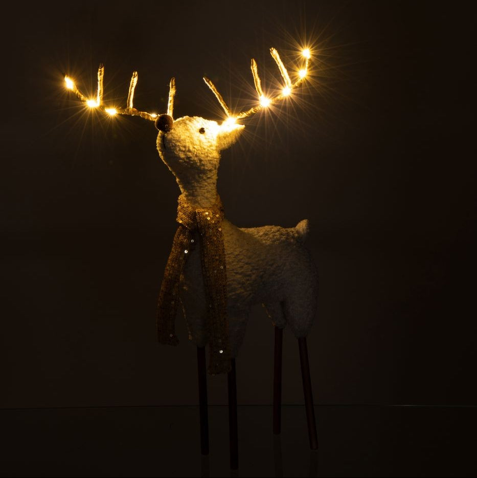 Rendier Sjaal Polyester Wit/Goudkleurig Set van 2 H75cm J-Line