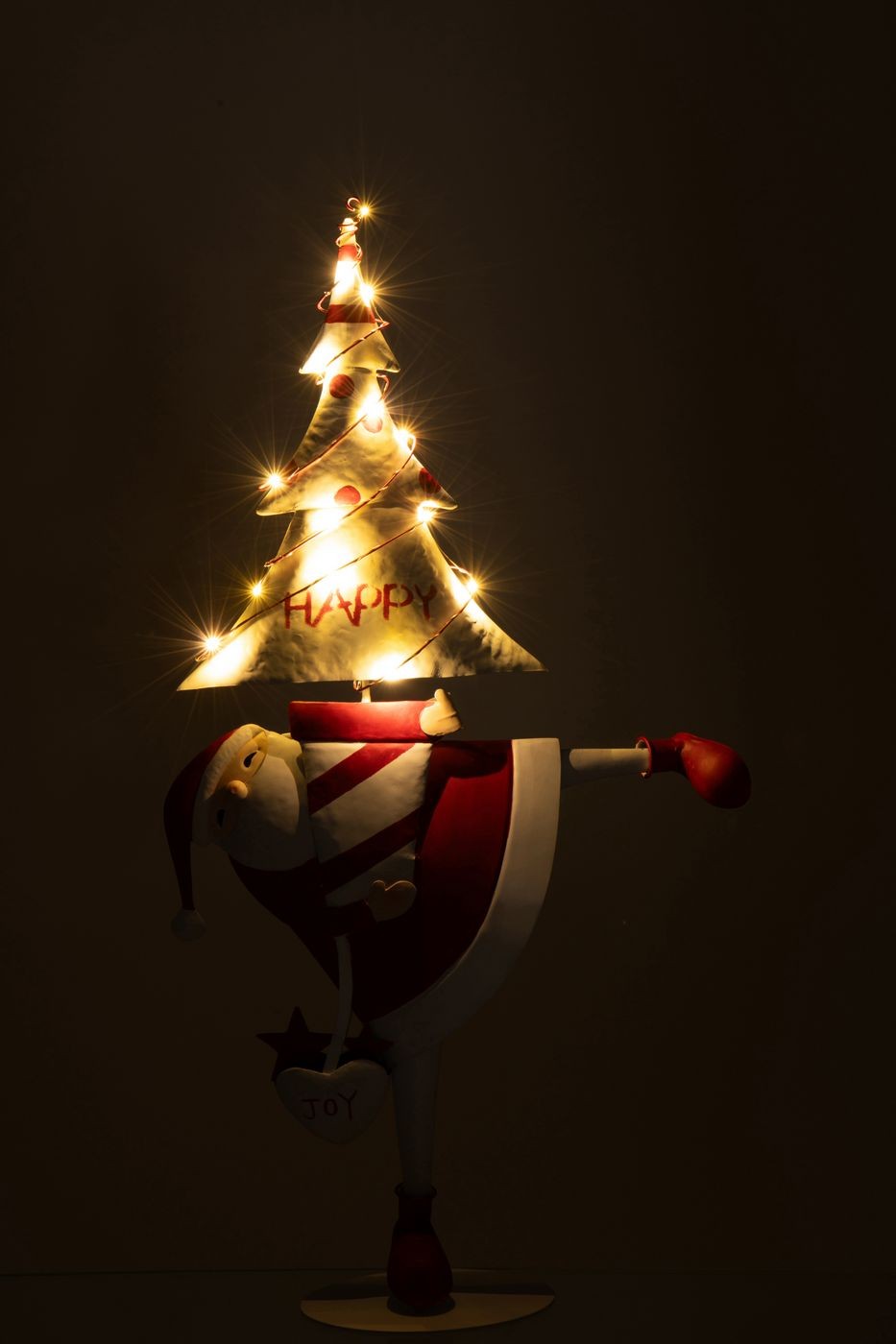 Kerstman Led Boom Ijzer Kerstrood/Wit Large H77,5cm J-Line