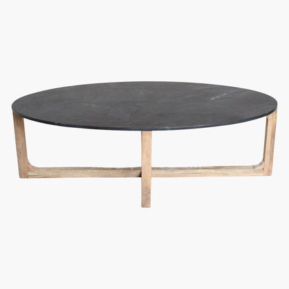 Marmeren Salontafel Ovaal Zwart Raw Materials