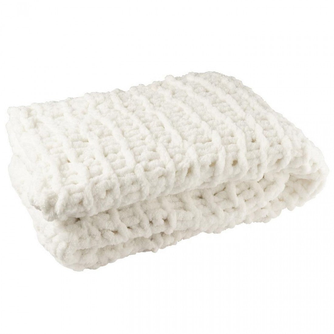 Deken Gebreeën Polyester Wit J-Line