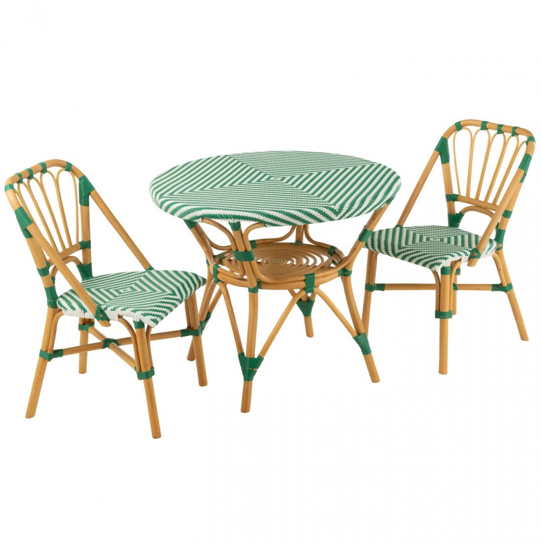 Eettafel Rotan Donkergroen/Wit J-Line