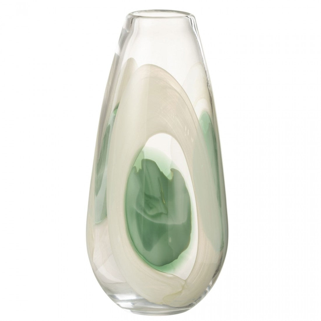 Vaas Livy Glas Groen/Wit/Transparant Large Ø17,5xH37cm J-Line