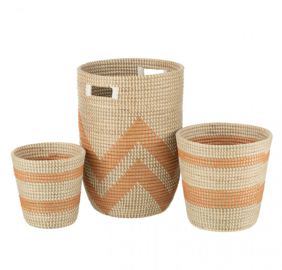 Manden Gestreept Zeegras Oranje Set van 3 J-Line