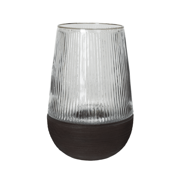 Arbre - Windlicht/vaas - Mango hout / glas - DIA 22 x H 72 cm - Donkerbruin Pomax