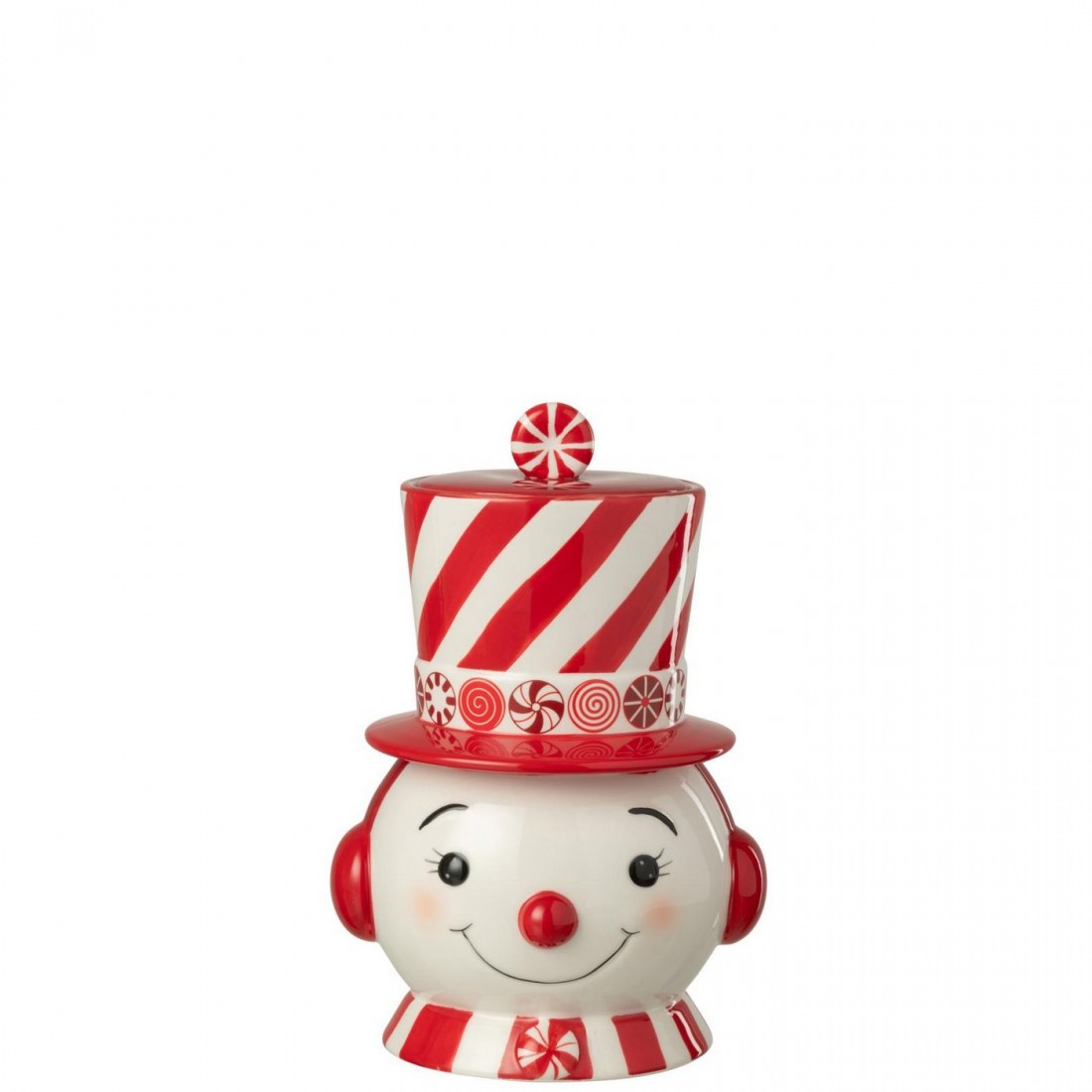 Voorraad Decoratief Sneeuwpop + Hoed Dolomiet Kerstrood/Wit J-Line