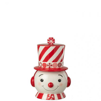 Voorraad Decoratief Sneeuwpop + Hoed Dolomiet Kerstrood/Wit J-Line