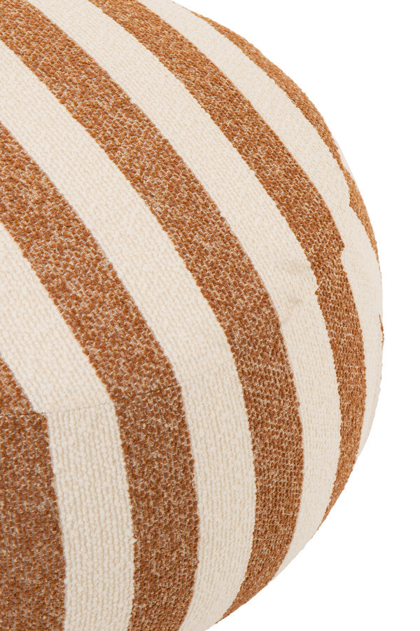 Poef Gestreept Multiplex Camel/Gebroken Wit J-Line