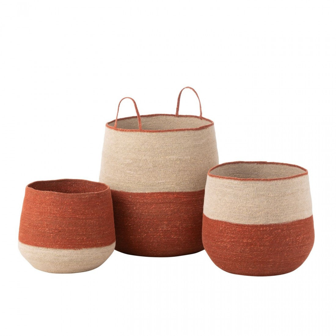Mand Zeegras Naturel/Terracotta Set van 3 J-Line