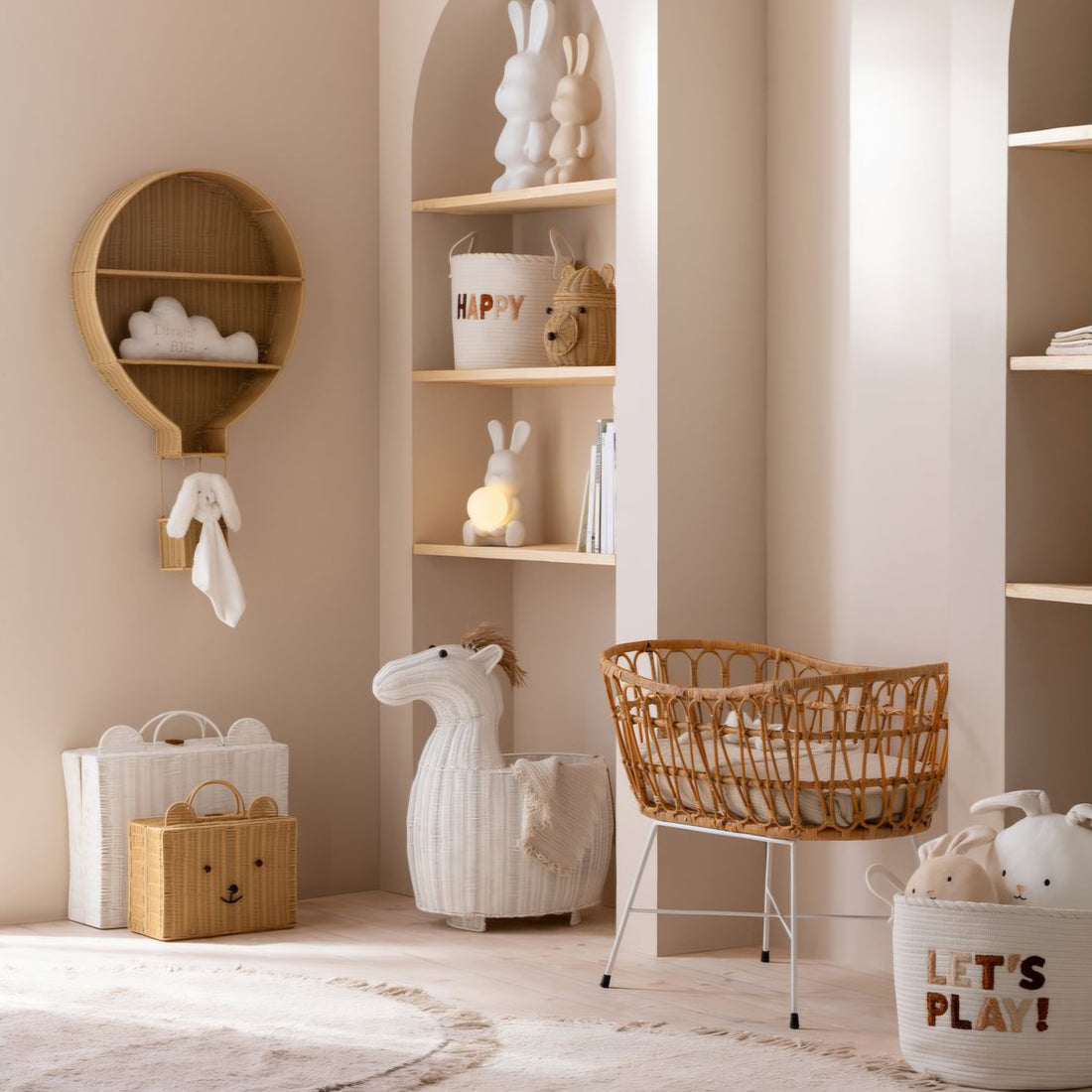 Kinderbed+Matras Rotan/Metaal Naturel/Wit J-Line