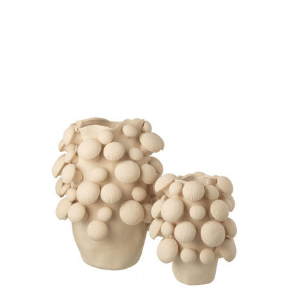 Vaas Fungi Keramiek Beige Large Dia 33,5xH46cm J-Line