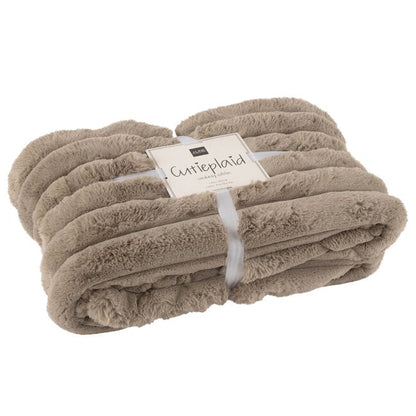 Plaid Large Corduroy Polyester Taupe J-Line