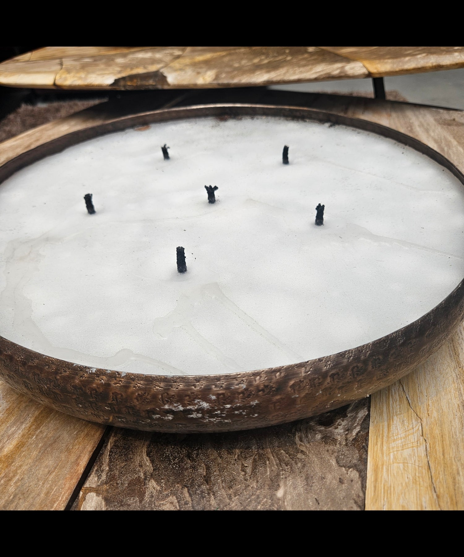 Bunty Copper Alu Hammered Candle Round M PTMD