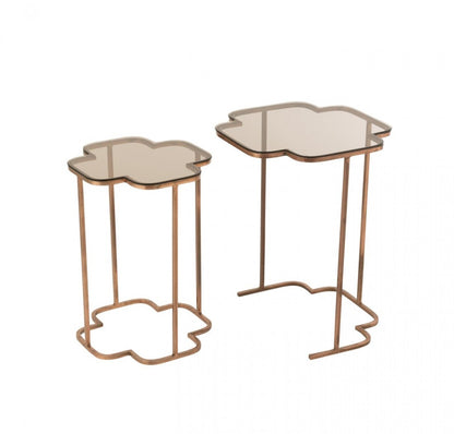 Set Van Twee Bijzettafels Ones Metaal Koper j-line