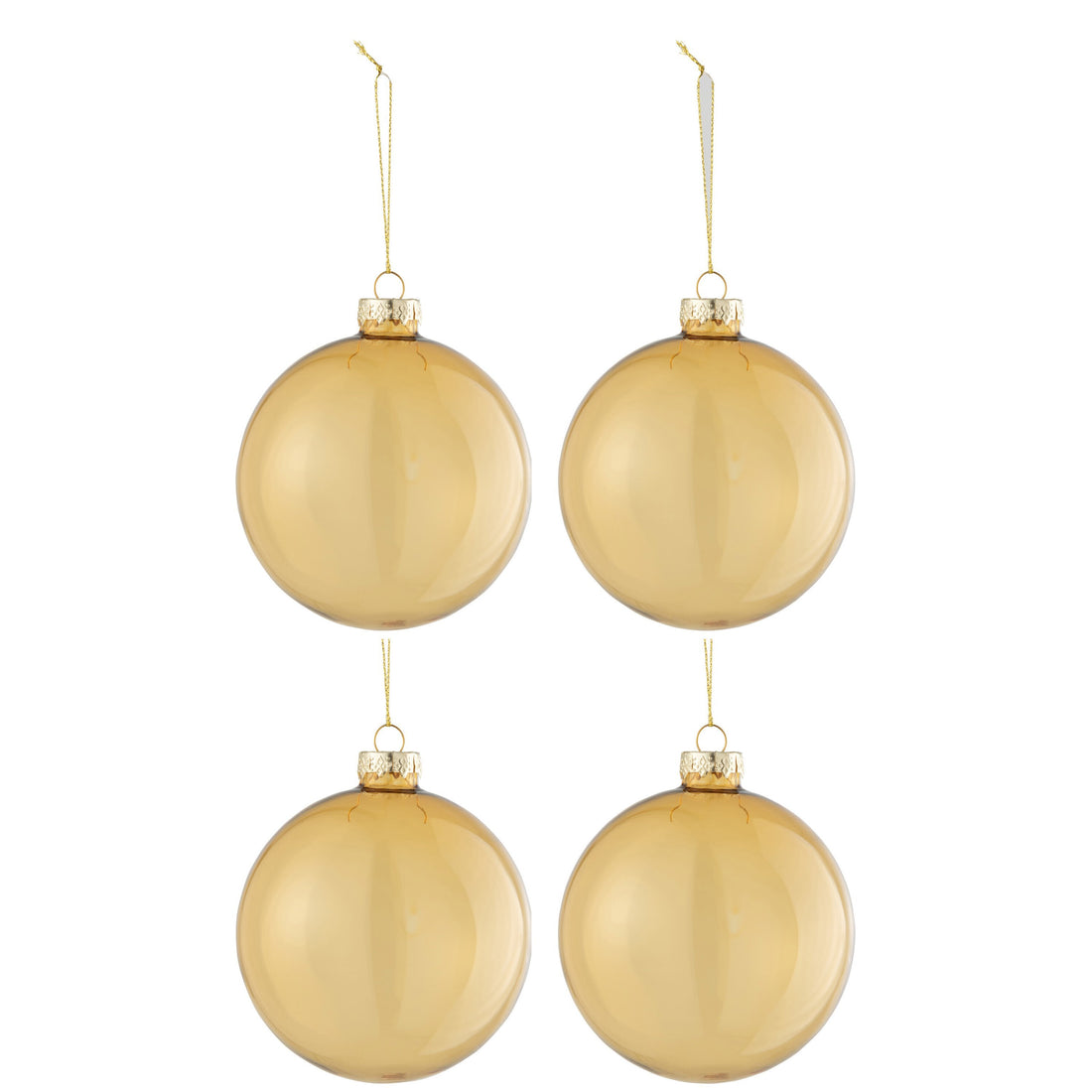 Doos Van 4 Kerstballen Effen Transparant Goud Medium J-Line