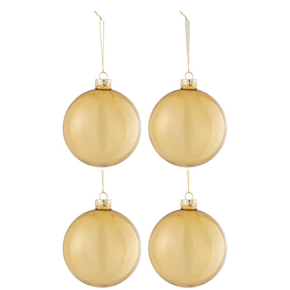 Doos Van 4 Kerstballen Effen Transparant Goud Medium J-Line