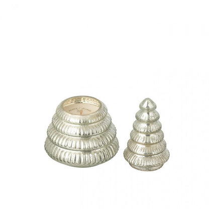 Geurkaars Boom Geribbeld Glas Zilverkleurig Small J-Line