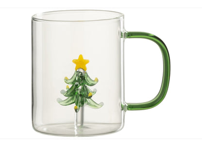 Drinkglas Sneeuwpop. Kerstboom, Krans Glas Transparant/Meerkleurig Set van 3 J-Line