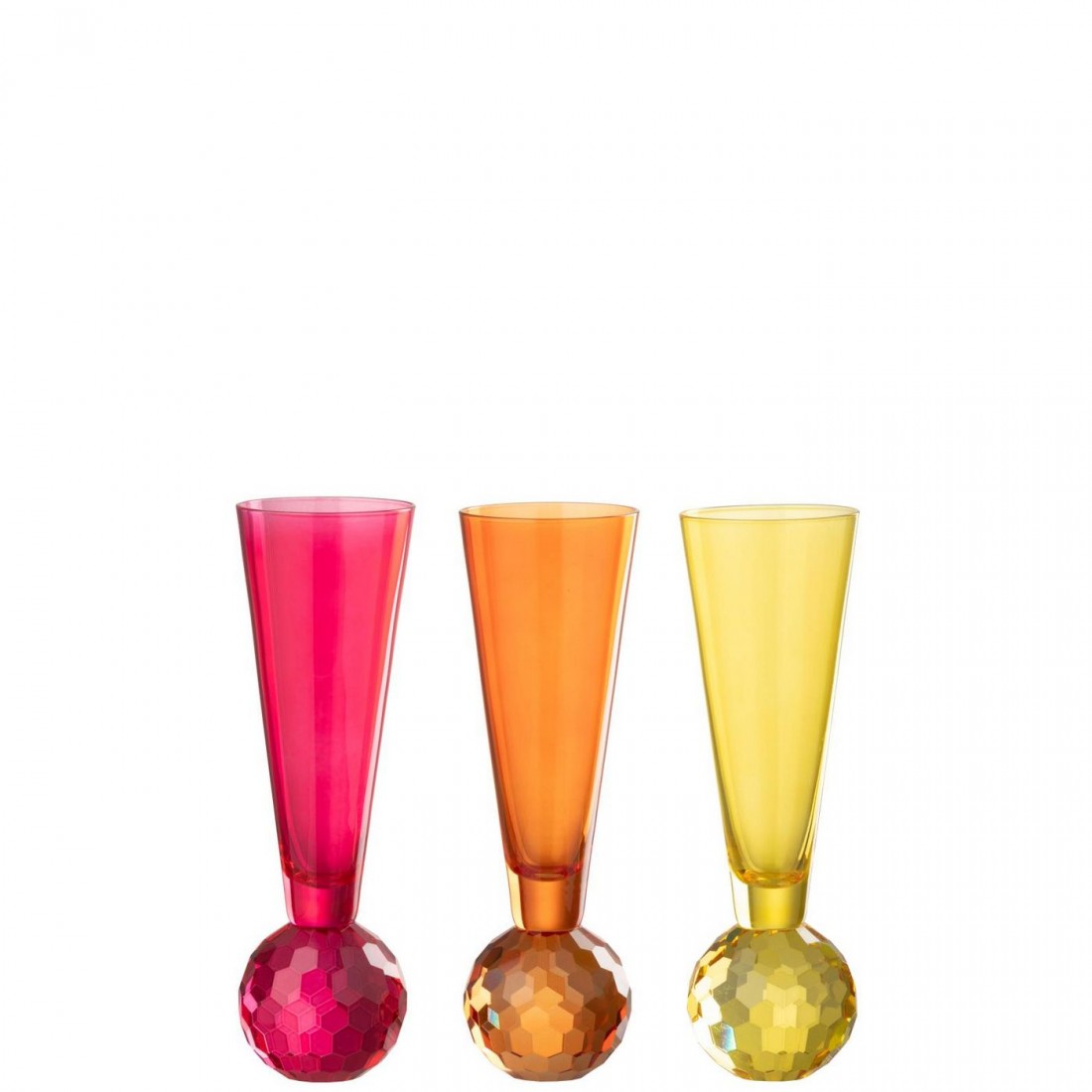Champagne Glas Bal Glas Geel/Oranje Set van 3 J-Line