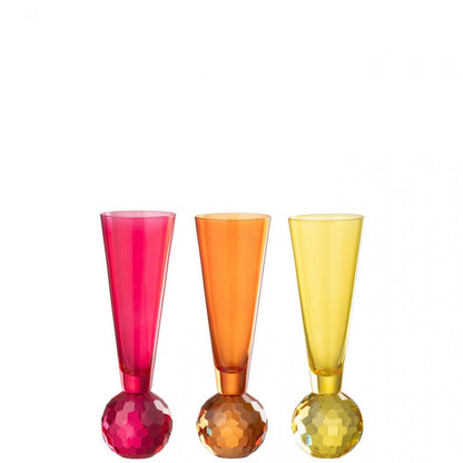 Champagne Glas Bal Glas Geel/Oranje Set van 3 J-Line