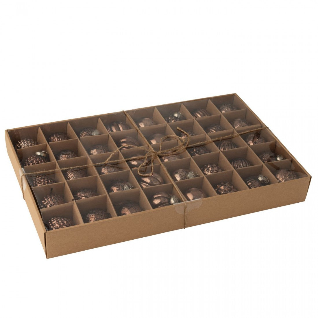 Doos Van 40 Kerstbal 8 Patronen Glas Bruin J-Line