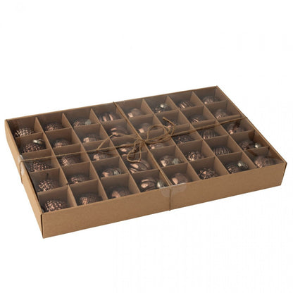 Doos Van 40 Kerstbal 8 Patronen Glas Bruin J-Line