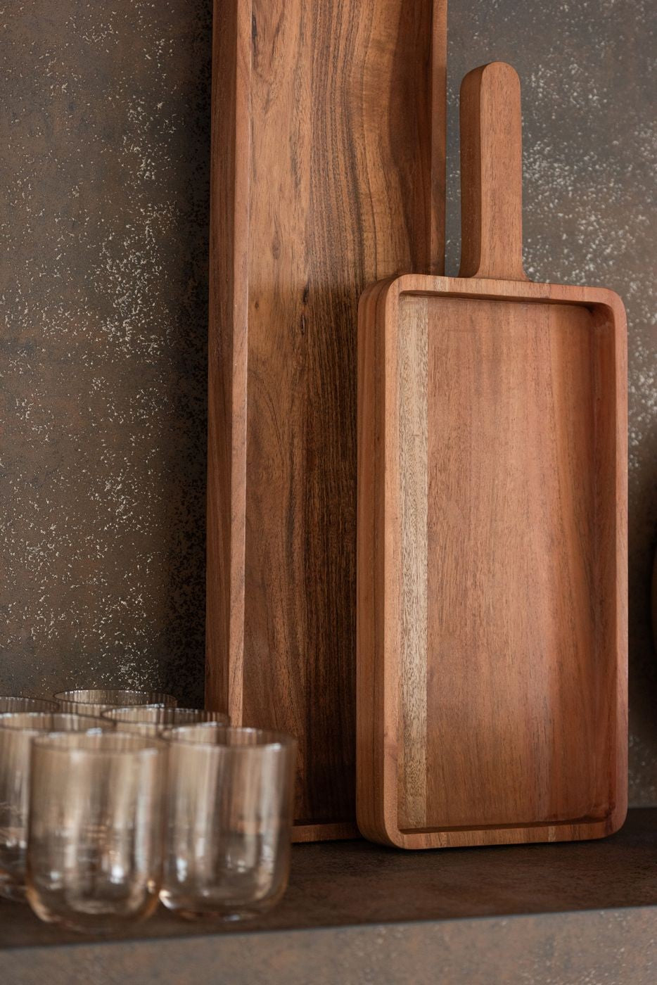 Snijplank Rechthoek Acaciahout Naturel Set van 2 J-Line