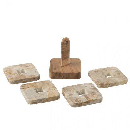 Doos Van 4 Onderzetter Marmer Naturel/Beige J-Line