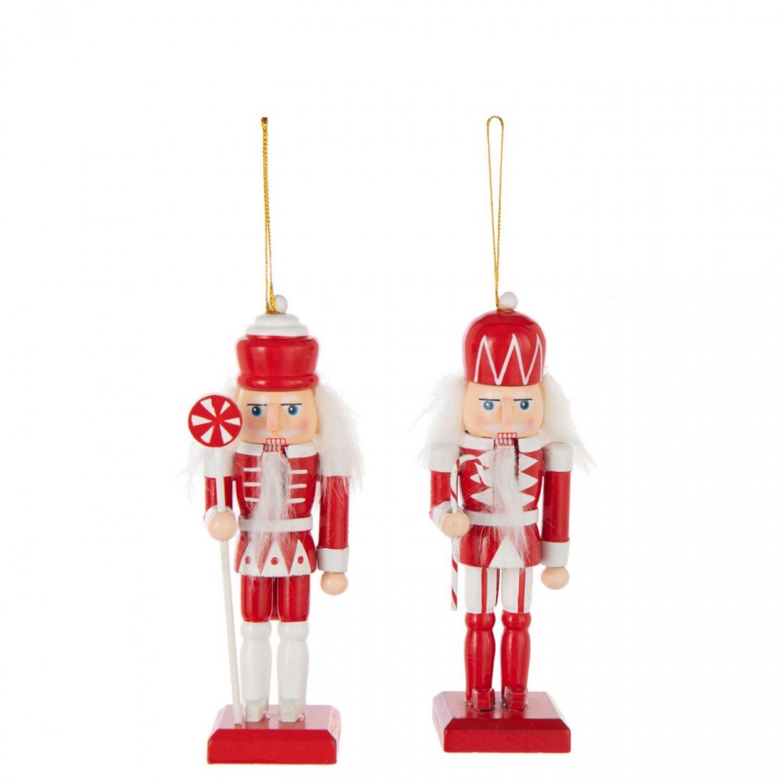 Hanger Notenkraker Dennenhout Rood/Wit Set van 2 J-Line