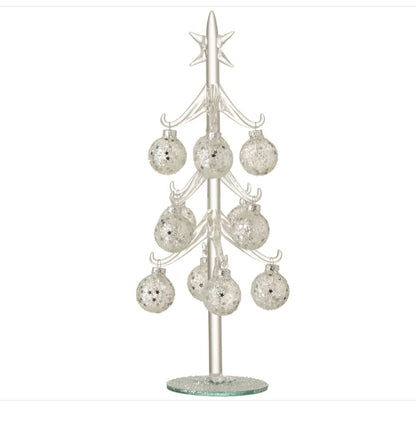 Boom Met Ballen Sterretjes Glas Zilver Medium J-Line